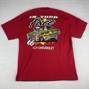 Chevy in Your Face Vintage Red T-shirt size XL '66  Nova Double Sided Chevrolet